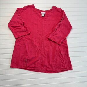 Soft Surroundings Bright Pink 3/4 Sleeve Tunic Sleeve Slits E6